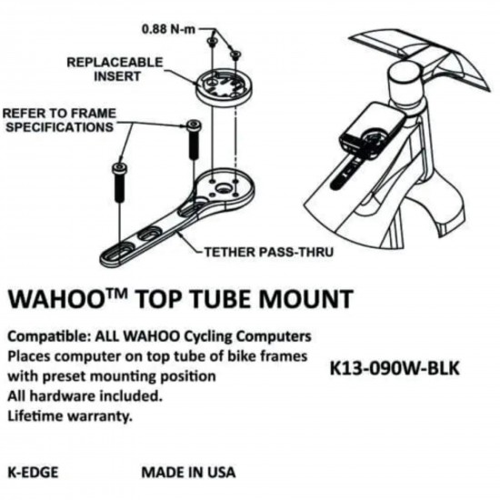 K-Edge Wahoo Top Tube Mount, Black Anodised K-Edge Wahoo Top Tube Mount, Black Anodised
