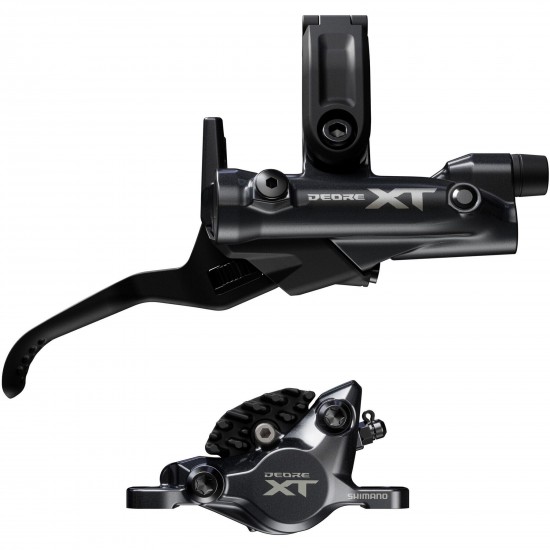 Shimano BR-M8200/BL-M8200 XT 2 pot bled brake lever/post mount calliper, front right Shimano BR-M8200/BL-M8200 XT 2 pot bled brake lever/post mount calliper, front right