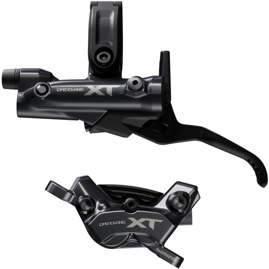 Shimano BR-M8220/BL-M8200 XT 4 pot bled brake lever/post mount calliper, rear left Shimano BR-M8220/BL-M8200 XT 4 pot bled brake lever/post mount calliper, rear left