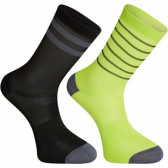 Madison Sportive Mid Sock Twin Pack, black and lime punch - small, EU36-39 Madison Sportive Mid Sock Twin Pack, black and lime punch - small, EU36-39