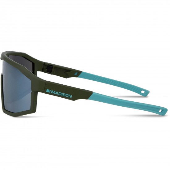 Madison Enigma Matt Olive Sunglasses - 3 Lens Pack - Smoke Mirror / Amber / Clear Madison Enigma Matt Olive Sunglasses - 3 Lens Pack - Smoke Mirror / Amber / Clear