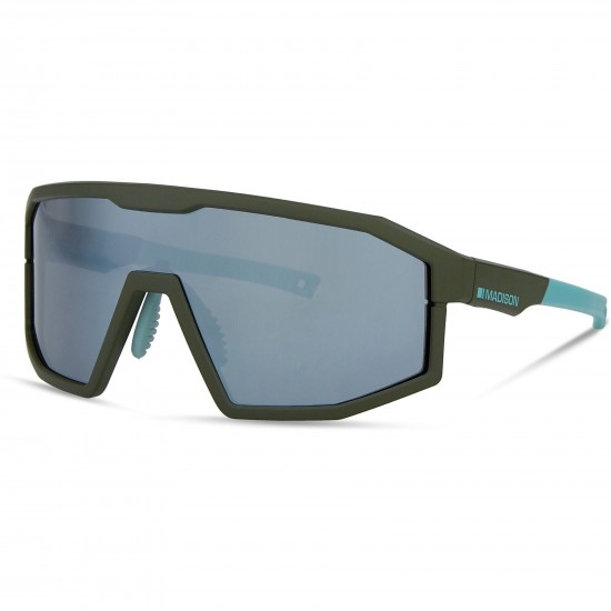 Madison Enigma Matt Olive Sunglasses - 3 Lens Pack - Smoke Mirror / Amber / Clear Madison Enigma Matt Olive Sunglasses - 3 Lens Pack - Smoke Mirror / Amber / Clear