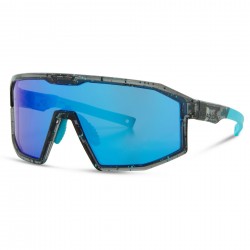 Madison Enigma Blue Black Splatter Sunglasses -3 Lens Pack-Purple Mirror / Amber / Clear