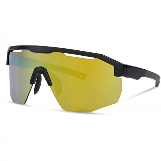 Madison Cipher Gloss Black Sunglasses - 3 Lens Pack - Bronze Mirror / Amber / Clear