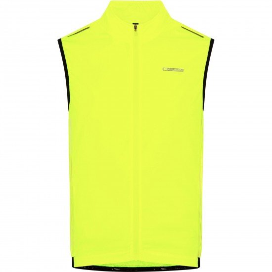 Madison Stellar Reflective Windproof Men's Gilet, hi-viz yellow - small