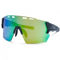 Madison Stealth Matt Dark Grey Sunglasses - Green Mirror Lens