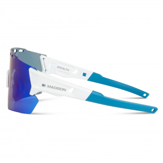 Madison Stealth Gloss White Sunglasses - Blue Mirror Lens