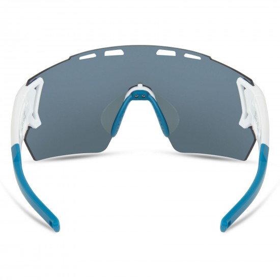 Madison Stealth Gloss White Sunglasses - Blue Mirror Lens