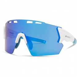 Madison Stealth Gloss White Sunglasses - Blue Mirror Lens