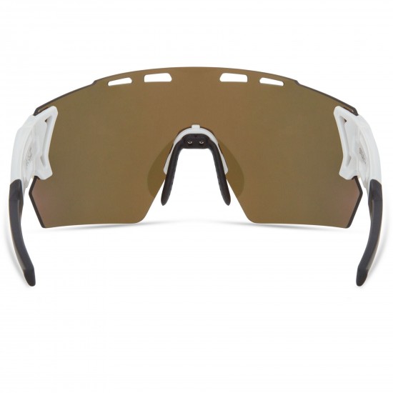 Madison Stealth Gloss White Sunglasses - 3 Lens Pack - Fire Mirror / Amber / Clear