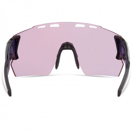 Madison Stealth Gloss Black Sunglasses - 3 Lens Pack - Pink Rose Mirror / Amber / Clear