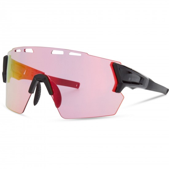 Madison Stealth Gloss Black Sunglasses - 3 Lens Pack - Pink Rose Mirror / Amber / Clear