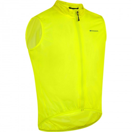 Madison Flux Men's Ultra Packable Waterproof Gilet, yellow - small Madison Flux Men's Ultra Packable Waterproof Gilet, yellow - small