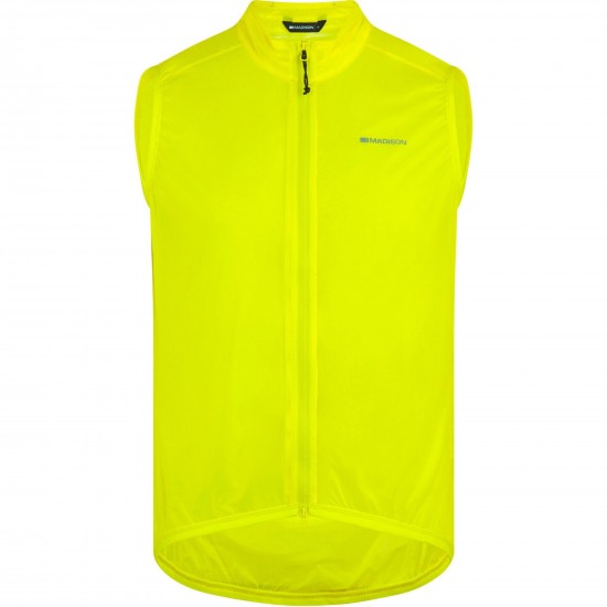 Madison Flux Men's Ultra Packable Waterproof Gilet, yellow - small Madison Flux Men's Ultra Packable Waterproof Gilet, yellow - small