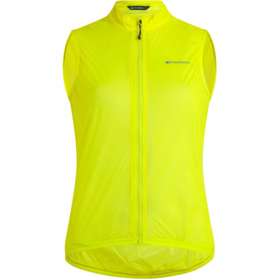 Madison Flux Women's Ultra Packable Waterproof Gilet, yellow - size 8 Madison Flux Women's Ultra Packable Waterproof Gilet, yellow - size 8