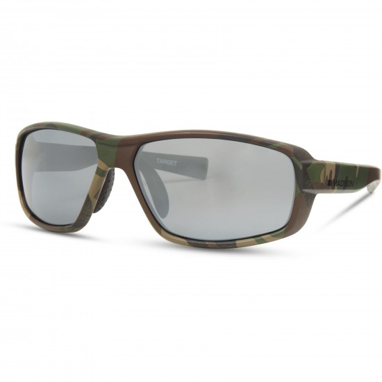 Madison Target Camo Sunglasses - 3 Polarised Lens Pack - Silver Mirror / Bronze / Yellow Madison Target Camo Sunglasses - 3 Polarised Lens Pack - Silver Mirror / Bronze / Yellow