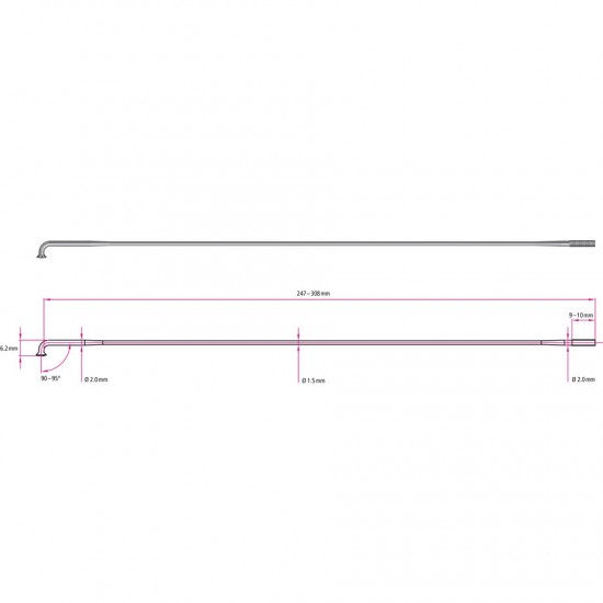 DT Swiss Revolution black spokes 14 / 17 g = 2 / 1.5 mm box 100, 294 mm