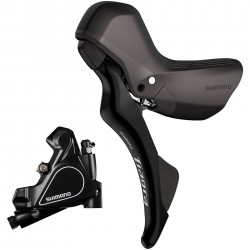 Shimano ST-R4020 Tiagra 2-speed STI bled with BR-RS405 flat mount calliper, left rear Shimano ST-R4020 Tiagra 2-speed STI bled with BR-RS405 flat mount calliper, left rear