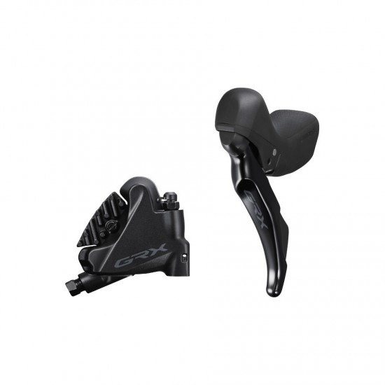 Shimano ST-RX400 GRX 2-speed STI bled with BR-RX400 flat mount calliper, left rear Shimano ST-RX400 GRX 2-speed STI bled with BR-RX400 flat mount calliper, left rear