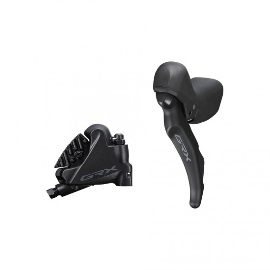 Shimano ST-RX600 GRX 2-speed STI bled with BR-RX410 flat mount calliper, left rear Shimano ST-RX600 GRX 2-speed STI bled with BR-RX410 flat mount calliper, left rear