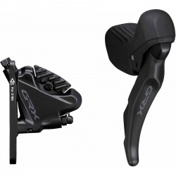 Shimano ST-RX610 GRX 12-speed STI bled with BR-RX410 flat mount calliper, right front