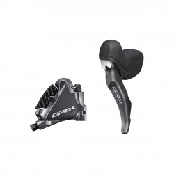 Shimano ST-RX810 GRX 2-speed STI bled with BR-RX810 flat mount calliper, left rear
