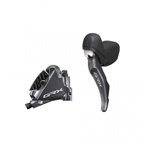 Shimano ST-RX810 GRX 2-speed STI bled with BR-RX810 flat mount calliper, left rear Shimano ST-RX810 GRX 2-speed STI bled with BR-RX810 flat mount calliper, left rear