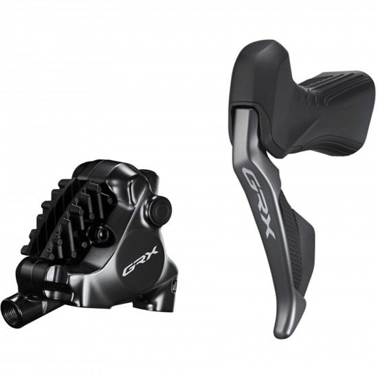 Shimano ST-RX815 GRX Di2 2-speed STI bled with BR-RX820 calliper, left rear Shimano ST-RX815 GRX Di2 2-speed STI bled with BR-RX820 calliper, left rear