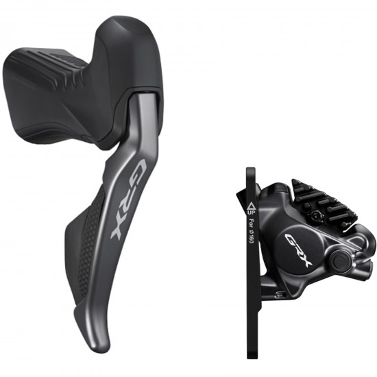 Shimano ST-RX815 GRX Di2 11-speed STI bled with BR-RX820 calliper, right front Shimano ST-RX815 GRX Di2 11-speed STI bled with BR-RX820 calliper, right front
