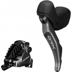 Shimano ST-RX820 GRX 2-speed STI bled with BR-RX820 flat mount calliper, left rear