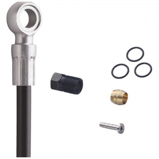 Shimano SM-BH90 XTR/XT/SLX disc brake cuttable hose, straight banjo front, black Shimano SM-BH90 XTR/XT/SLX disc brake cuttable hose, straight banjo front, black