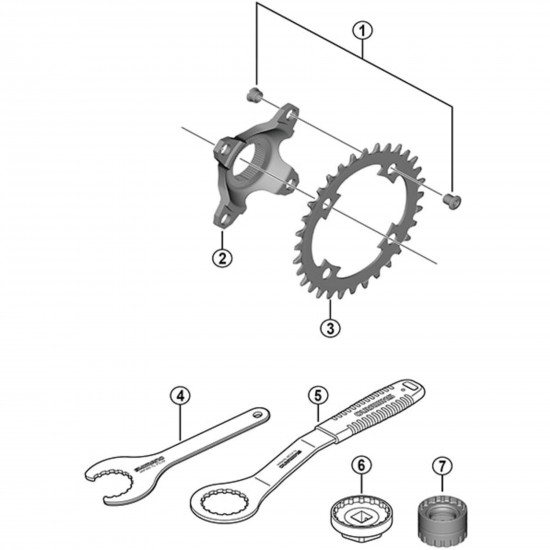 Shimano TL-FC430 chainring installation tool for chainring for DU-EP801 / DU-EP600 Shimano TL-FC430 chainring installation tool for chainring for DU-EP801 / DU-EP600
