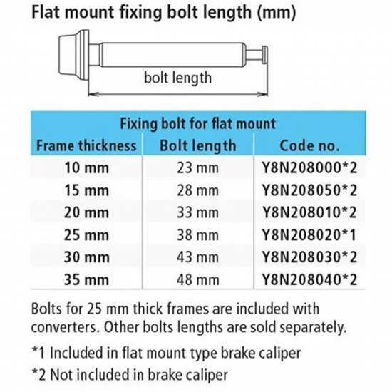 Shimano Flat mount calliper to flat mount frame fixing bolt C, for 30mm frame, 43mm bolt Shimano Flat mount calliper to flat mount frame fixing bolt C, for 30mm frame, 43mm bolt
