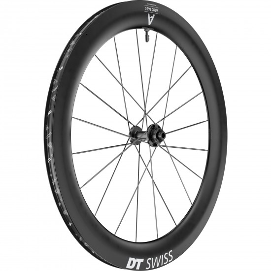 DT Swiss ARC 1400 DICUT disc brake wheel, carbon clincher 65 x 22 mm rim, front DT Swiss ARC 1400 DICUT disc brake wheel, carbon clincher 65 x 22 mm rim, front