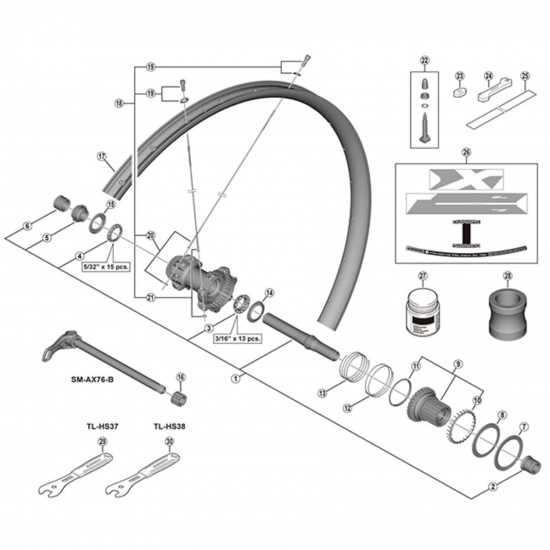Shimano WH-M8100-TL-F15-B-275 spoke, 283 mm
