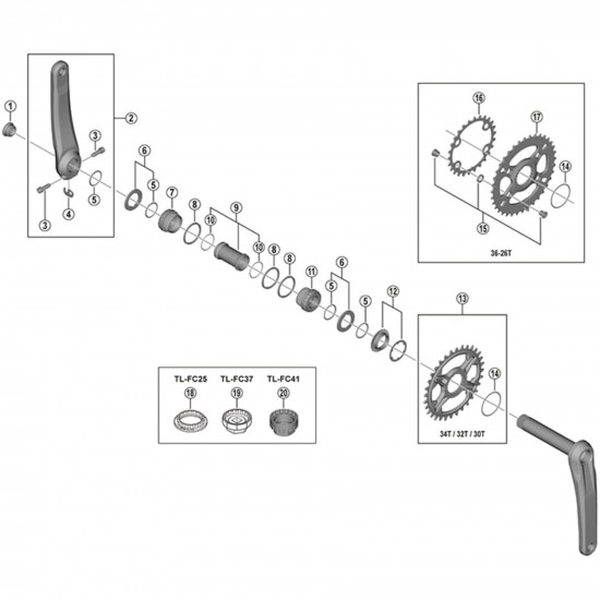Shimano FC-M7100 left hand crank arm unit, 165 mm Shimano FC-M7100 left hand crank arm unit, 165 mm