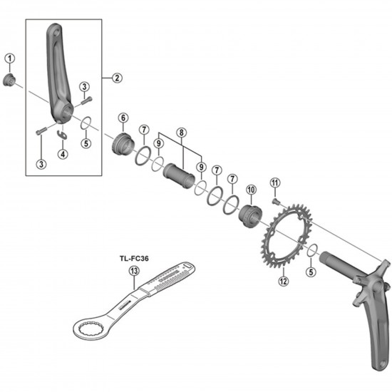 Shimano FC-MT511 left hand crank arm, 165 mm Shimano FC-MT511 left hand crank arm, 165 mm