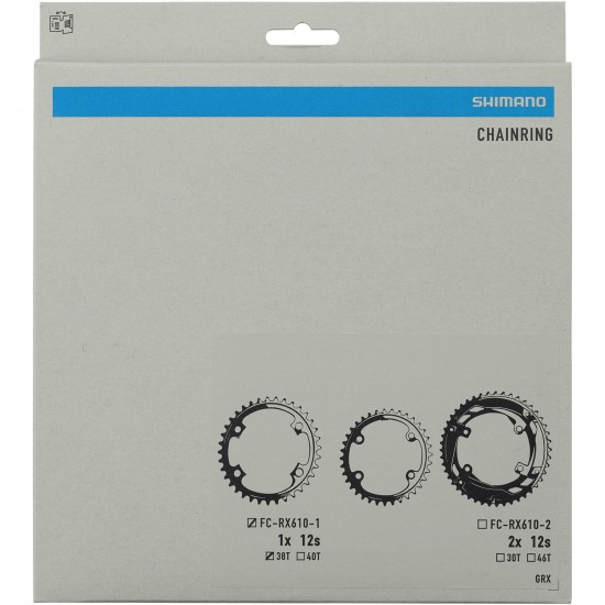 Shimano FC-RX610-1 GRX 12 speed single 1X chainring, 38T