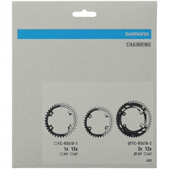 Shimano FC-RX610-2 GRX 12 speed double inner chainring 30T-NS, for 46-30T Shimano FC-RX610-2 GRX 12 speed double inner chainring 30T-NS, for 46-30T