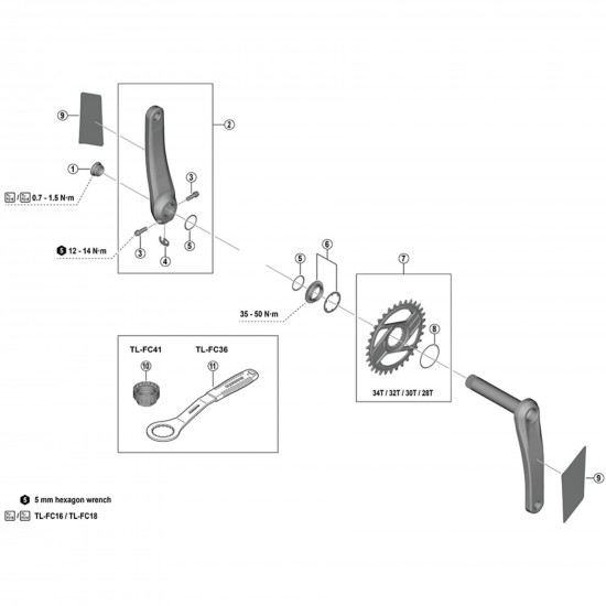 Shimano FC-M9220 left hand crank arm unit with protection sticker, 165 mm Shimano FC-M9220 left hand crank arm unit with protection sticker, 165 mm