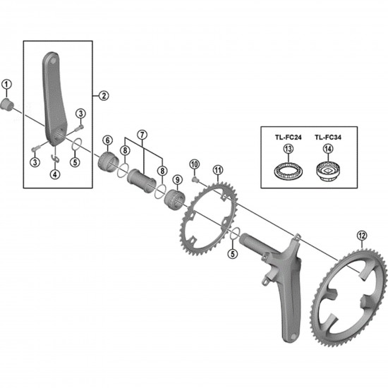 Shimano FC-9000 crank arm fixing bolt, B-Type: 16 mm Shimano FC-9000 crank arm fixing bolt, B-Type: 16 mm