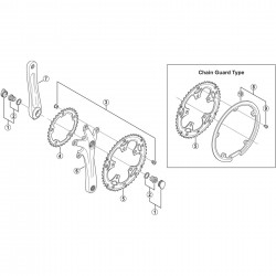 Shimano FC-2450 50T chain guard and fixing bolts, silver