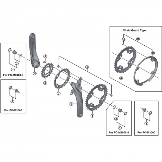 Shimano FC-M4000 Alivio 9 speed triple inner chainring 22T + chain protector