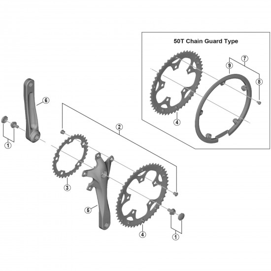 Shimano FC-RS200 chainring fixing bolts, M8 x 8.5 mm, pack of 5 Shimano FC-RS200 chainring fixing bolts, M8 x 8.5 mm, pack of 5