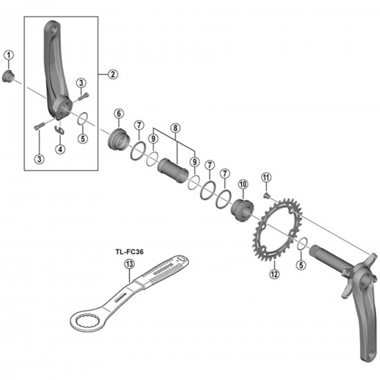 Shimano FC-MT500 left hand crank arm unit, 175 mm Shimano FC-MT500 left hand crank arm unit, 175 mm