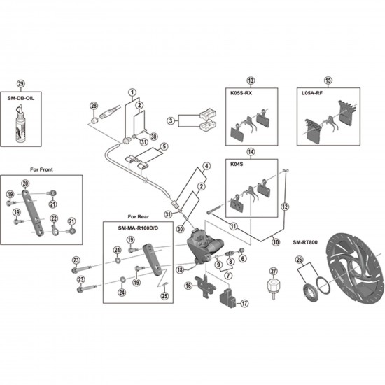 Shimano BR-M9000 pad axle and snap retainer