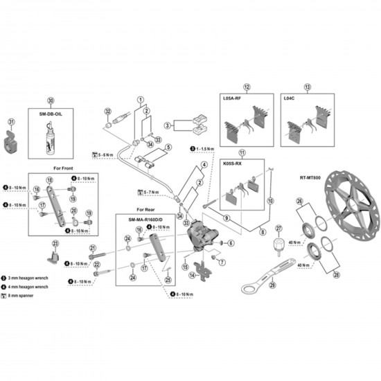 Shimano BR-R8170 caliper fixing bolt, for C2 10 mm