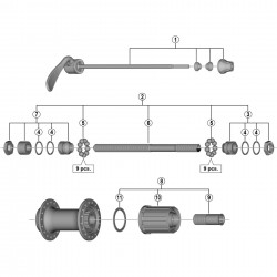 Shimano FH-T3000 Complete hub axle, 146 mm Shimano FH-T3000 Complete hub axle, 146 mm