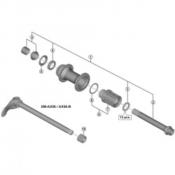 Shimano FH-M618-B Complete hub axle Shimano FH-M618-B Complete hub axle
