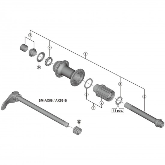 Shimano FH-M618-B hub axle